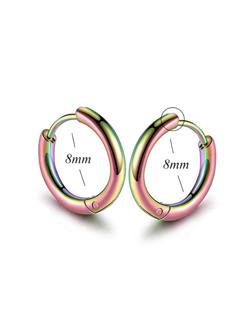 Fashion Color-8mm Titanium Steel Stainless Steel Geometric Round Earrings