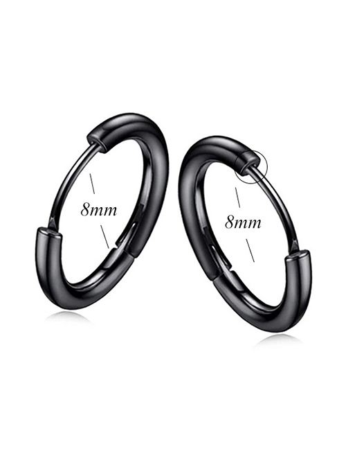 Fashion Black-8mm Titanium Steel Stainless Steel Geometric Round Earrings