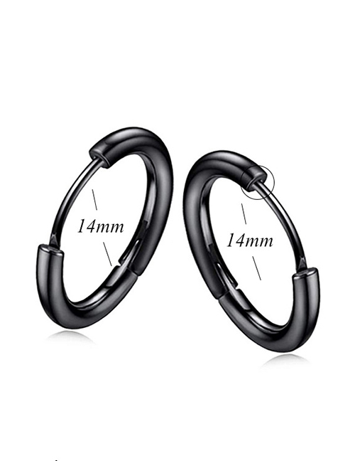 Fashion Black-14mm Titanium Steel Stainless Steel Geometric Round Earrings
