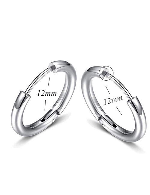 Fashion Silver Color-12mm Titanium Steel Stainless Steel Geometric Round Earrings