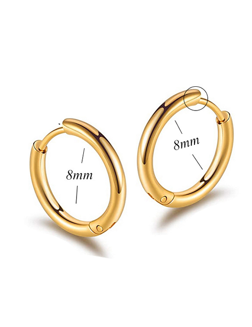 Fashion Gold-8mm Titanium Steel Stainless Steel Geometric Round Earrings