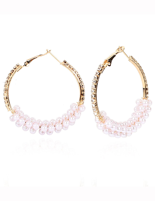 Fashion 4.5cm Small Pearl Woven Hoop Earrings