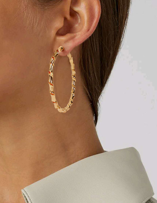 Fashion Gold Color 6cm Alloy Hollow Round Oil Drop Earrings