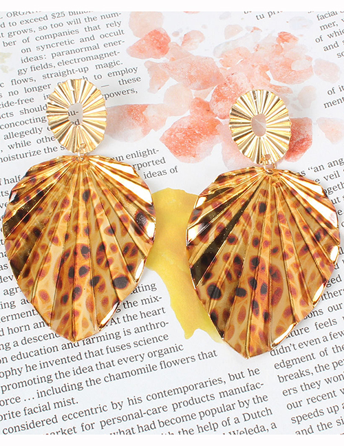 Fashion Leaves 8 Leopard Print Alloy Leaf Earrings