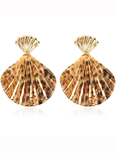 Fashion Shell 7 Leopard Print Shell Earrings