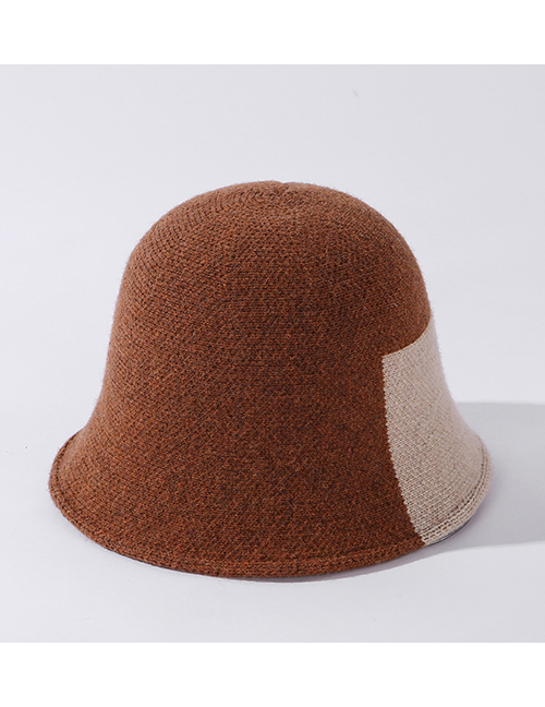 Fashion Caramel Contrasting Color Wool Knitted Fisherman Hat