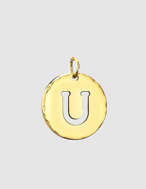 Fashion 14k Gold-u Handmade Titanium Steel Dripping Letter Round Accessories
