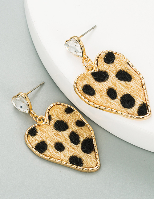 Fashion Brown Love Irregular Leopard Print Earrings
