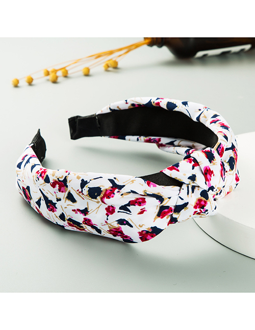 Fashion White Fabric Bronzing Printing Broad-side Knotted Headband