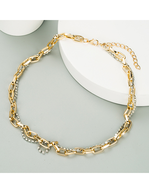 Fashion Gold Color Hand-wound Chain Alloy Diamond Necklace