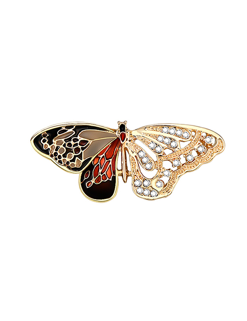 Fashion Color Half-side Dripping Butterfly Rhinestone Alloy Brooch