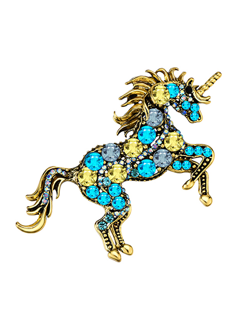 Fashion Color Pentium Horse Diamond Alloy Brooch