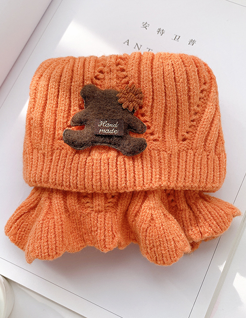Fashion Orange 2 Years Old -12 Years Old Woolen Knitted Bear Apple Childrens Neck Scarf