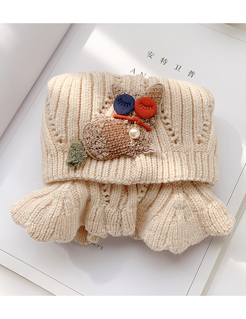 Fashion Beige Kitten 2 Years Old -12 Years Old Woolen Knitted Bear Apple Childrens Neck Scarf