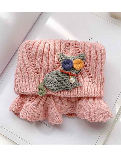 Fashion Pink Kitten 2 Years Old -12 Years Old Woolen Knitted Bear Apple Childrens Neck Scarf