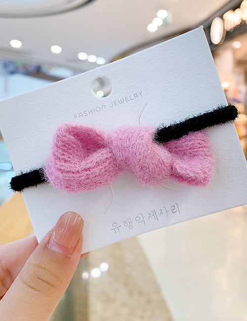 Fashion Rose Pink Childrens Wool Bowknot Hair Rope