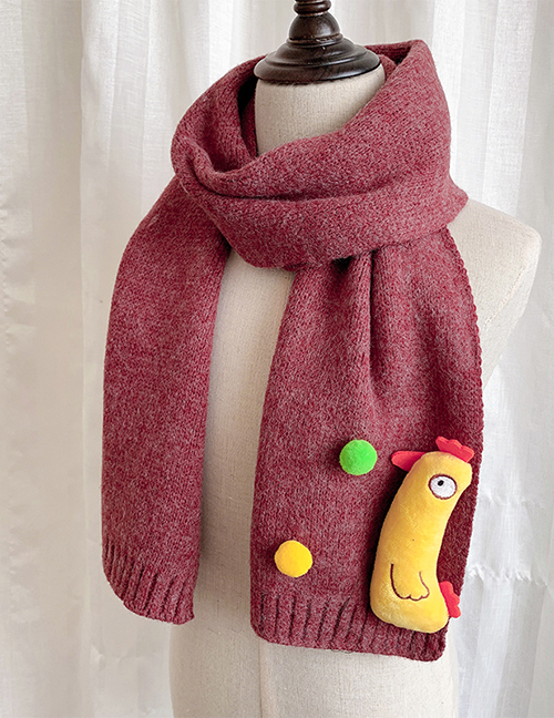 Fashion Wine Red 6 Months-12 Years Old Chick Knitted Wool Scarf