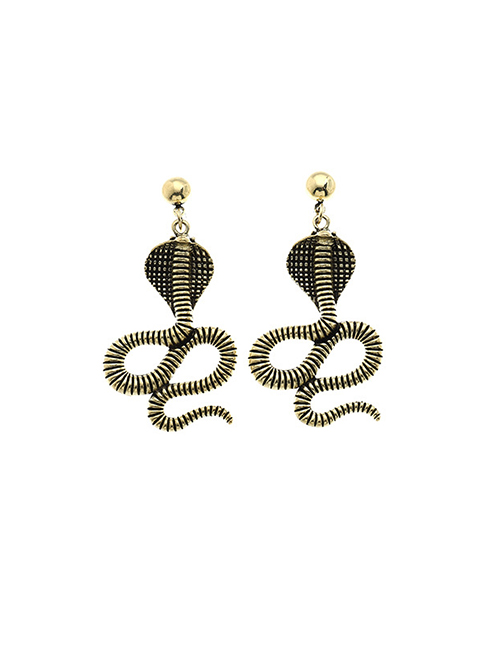 Fashion Black Gold Cobra Alloy Earrings