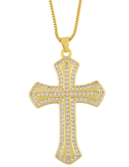 Fashion Cross B Zircon Cross Pendant Necklace