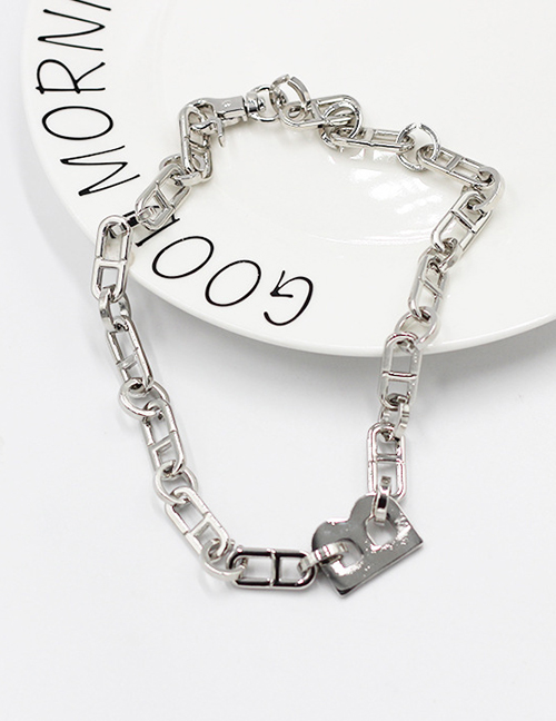 Fashion Silver Color Metal Whip Chain Letter Hollow Necklace