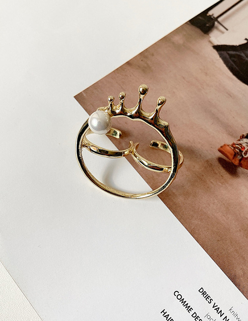 Fashion Gold Color Pearl Circle Geometric Irregular Ring