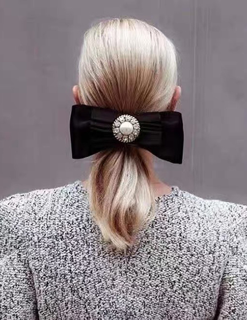 Fashion Pearl Irregular Letter Micro-inlaid Zircon Bow Hairpin