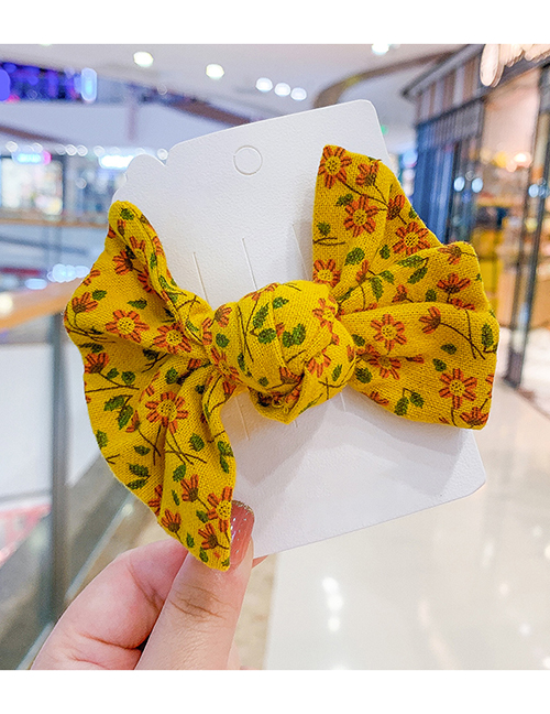 Fashion Floral Bow [yellow] Childrens Hairpin With Fabric Floral Bow