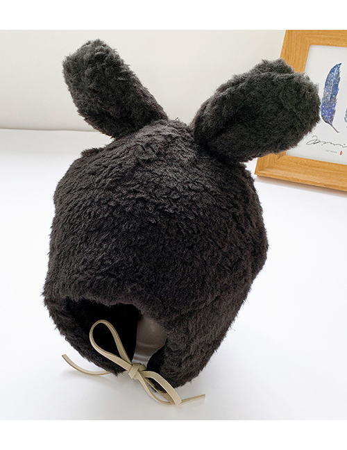 Fashion Black 6 Months-8 Years Old Bunny Ears Lamb Fur Children Hat