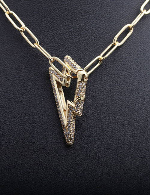 Fashion Lightning Copper And Zircon Lightning Cutout Necklace