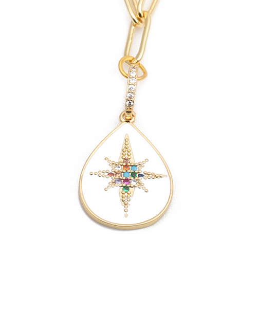 Fashion Water Drop Hexagram Micro-inlaid Zircon Drop Six-pointed Star Gold-plated Copper Necklace