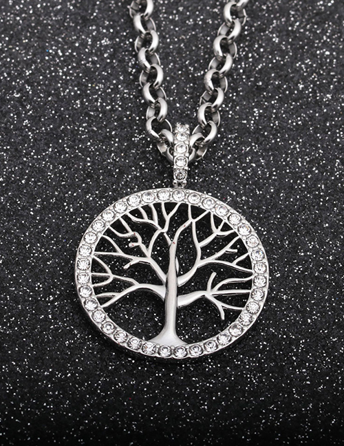 Fashion White Tree Of Life Alloy Rhinestone Tree Of Life Hollow Necklace