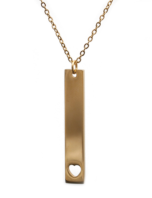 Fashion Gold Color Stainless Steel Long Love Heart Pendant Necklace