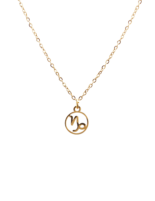 Fashion 1 Gold Color Titanium Steel Twelve Constellation Round Hollow Necklace