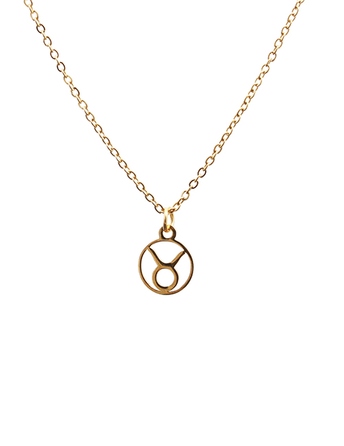 Fashion 3 Gold Color Titanium Steel Twelve Constellation Round Hollow Necklace