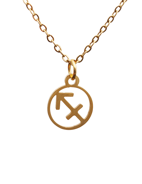 Fashion 5 Gold Color Titanium Steel Twelve Constellation Round Hollow Necklace