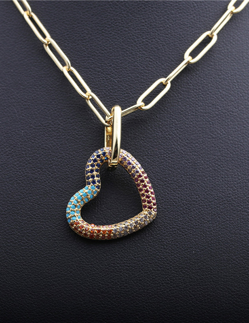 Fashion Color Zirconium Love A Love Micro-inlaid Zircon Hollow Necklace