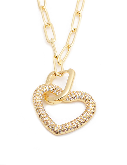 Fashion White Zirconium Love Micro-inlaid Zircon Heart Hollow Necklace