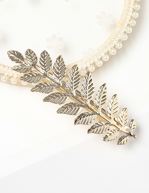 Fashion New Alloy Leaf Spring Clip-gold Alloy Leaf Gold Coin Portrait Geometric Headband Hairpin