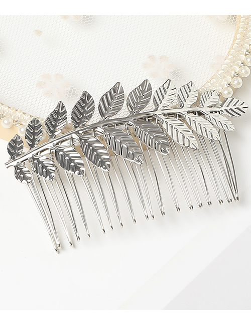 Fashion New Alloy Leaf Insert Comb-silver Color Alloy Leaf Gold Coin Portrait Geometric Headband Hairpin