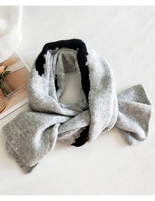 Fashion A Line Of Sky Gray Striped Knitted Wool Scarf