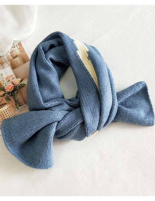Fashion Sky Blue Striped Knitted Wool Scarf
