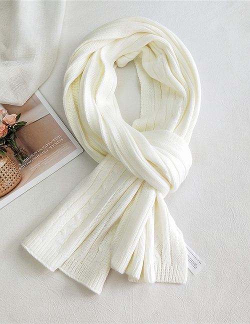 Fashion Vertical Chain White Striped Chain Knitted Wool Scarf