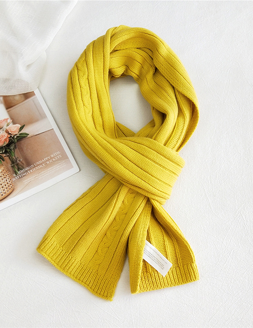 Fashion Vertical Chain Yellow Striped Chain Knitted Wool Scarf