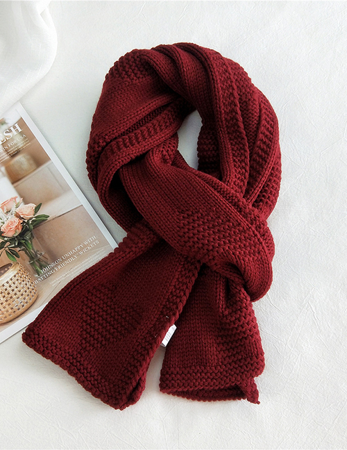 Fashion Love Wool Wine Red Love Knitted Woolen Thick Scarf