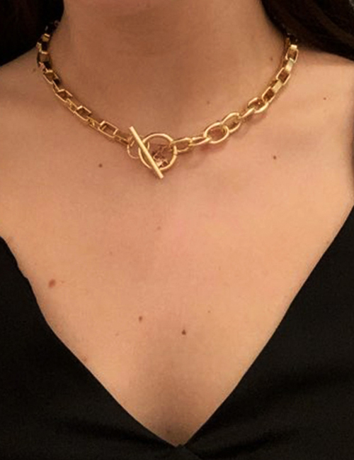 Fashion Ot Buckle Gold Thick Chain Geometric Alloy Necklace