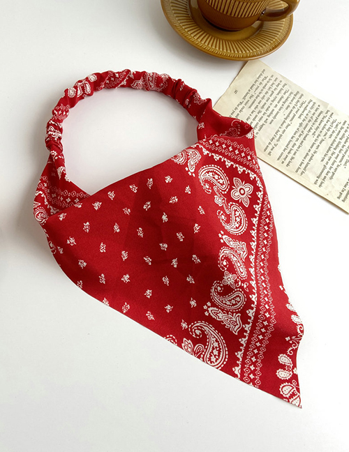 Fashion Red Geometric Print Triangle Elastic Hair Band Turban