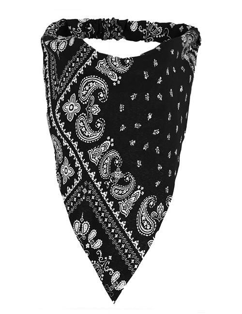 Fashion Black Geometric Print Triangle Elastic Hair Band Turban