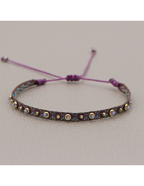Fashion Mixing 3 Handmade Webbing Geometric Bracelet With Gold Beads
