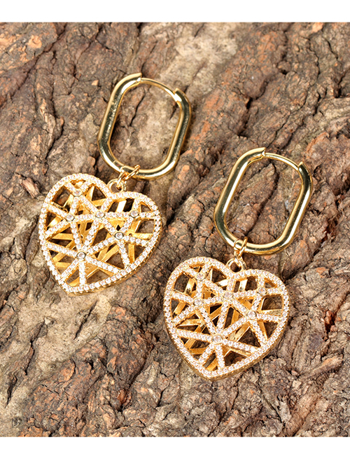 Fashion Gold Color Hollow Diamond Love Earrings