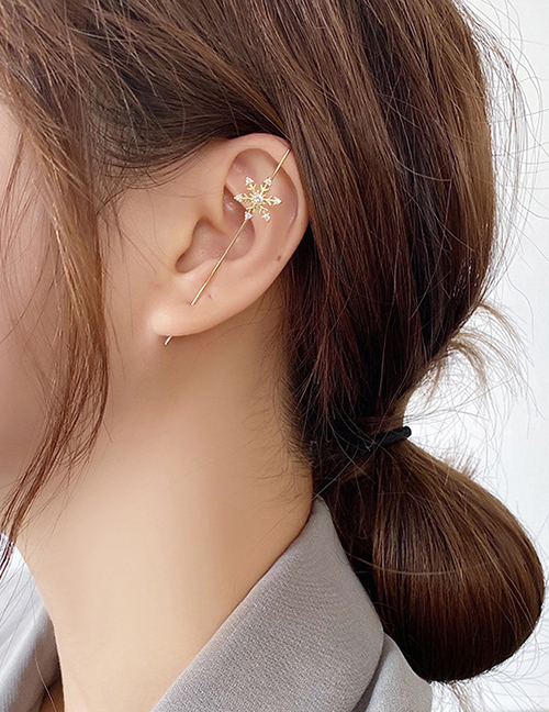 Fashion Snowflake Micro-inlaid Zircon Geometric Copper Pierced Earrings